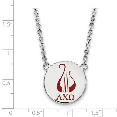 LogoArt Alpha Chi Omega Necklace - Sterling Silver Rhodium-Plated Sorority Symbol Large Color Enamel Pendant 18 Inch - SS045ACO-18 - View 2