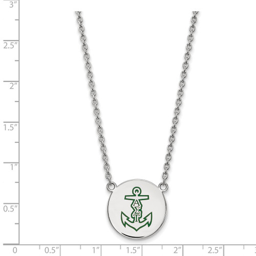 LogoArt Alpha Sigma Tau Necklace - Sterling Silver Rhodium-Plated Sorority Symbol Large Color Enamel Pendant 18 Inch - SS045ALS-18 - View 2