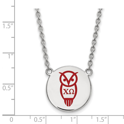 LogoArt Chi Omega Necklace - Sterling Silver Rhodium-Plated Sorority Symbol Large Color Enamel Pendant 18 Inch - SS045CHO-18 - View 2