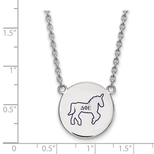 LogoArt Delta Phi Epsilon Necklace - Sterling Silver Rhodium-Plated Sorority Symbol Large Color Enamel Pendant 18 Inch - SS045DPH-18 - View 2