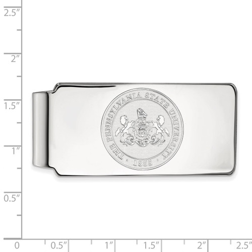 Sterling Silver Rhodium-Plated LogoArt Penn State University Crest Money Clip - View 2