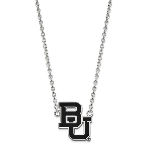 LogoArt Baylor University Necklace - Sterling Silver Rhodium-Plated Bears Large Enameled Pendant 18 Inch - View 2