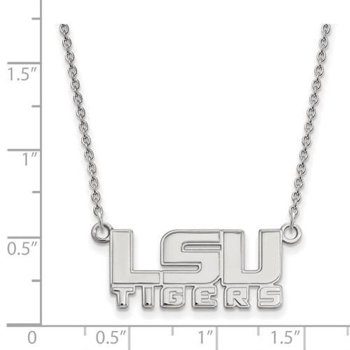 LogoArt Louisiana State University Necklace - Sterling Silver Rhodium-Plated L-S-U Tigers Small Pendant 18 Inch - View 2