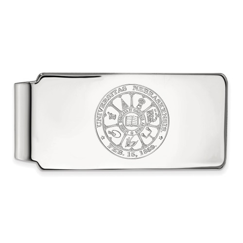 LogoArt University of Nebraska Money Clip - Sterling Silver Rhodium-Plated Crest