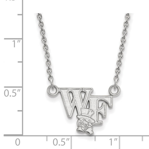 LogoArt Wake Forest University Necklace - Sterling Silver Rhodium-Plated W-F Deacon Small Pendant 18 Inch - View 2