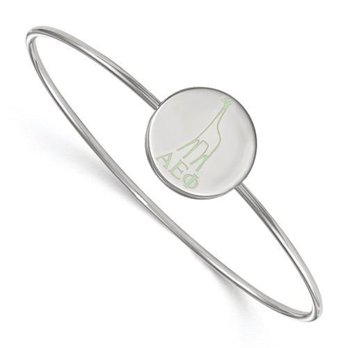 LogoArt Alpha Epsilon Phi Bracelet - Sterling S. Rhodium-Plated Enameled Slip-on Bangle - SS048AEP-7