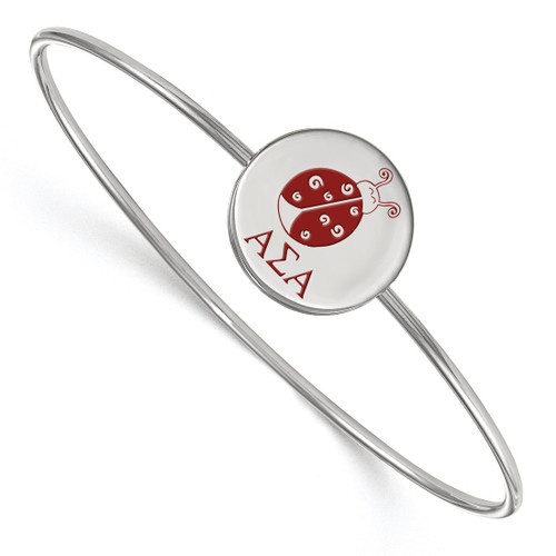 LogoArt Alpha Sigma Alpha Bracelet - Sterling S. Rhodium-Plated Enameled Slip-on Bangle - SS048ASI-7