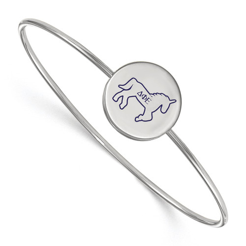 LogoArt Delta Phi Epsilon Bracelet - Sterling S. Rhodium-Plated Enameled Slip-on Bangle - SS048DPH-7