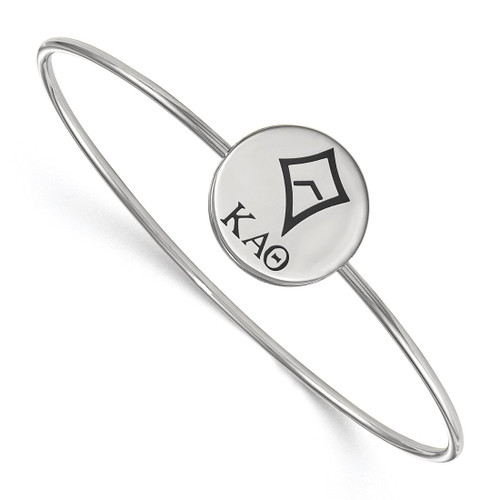 LogoArt Kappa Alpha Theta Bracelet - Sterling S. Rhodium-Plated Enameled Slip-on Bangle - SS048KAT-7