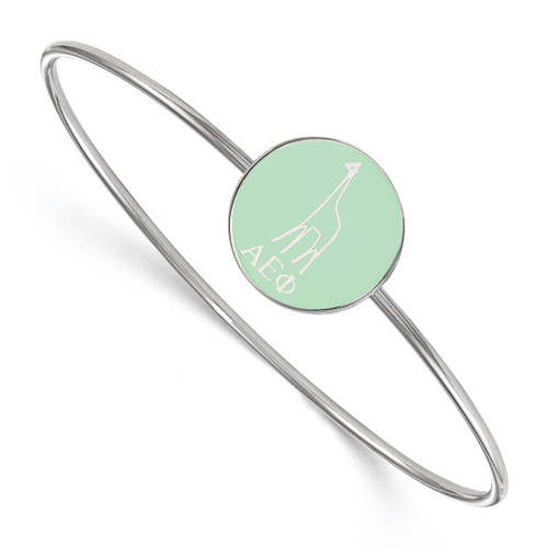 LogoArt Alpha Epsilon Phi Bracelet - Sterling S. Rhodium-Plated Enameled Slip-on Bangle - SS049AEP-7
