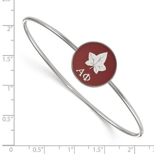 LogoArt Alpha Phi Bracelet - Sterling Silver Rhodium-Plated Enameled Slip-on Bangle - SS049APH-7 - View 2