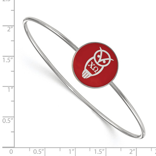 LogoArt Chi Omega Bracelet - Sterling Silver Rhodium-Plated Enameled Slip-on Bangle - SS049CHO-7 - View 2