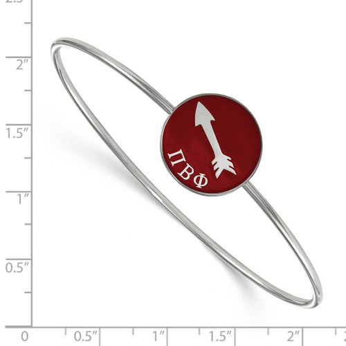 LogoArt Pi Beta Phi Bracelet - Sterling Silver Rhodium-Plated Enameled Slip-on Bangle - SS049PBP-7 - View 2