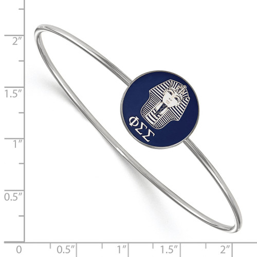 LogoArt Phi Sigma Sigma Bracelet - Sterling Silver Rhodium-Plated Enameled Slip-on Bangle - SS049PSS-7 - View 2