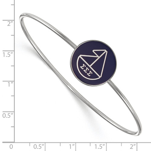 LogoArt Sigma Sigma Sigma Bracelet - Sterling S. Rhodium-Plated Enameled Slip-on Bangle - SS049SSS-7 - View 2