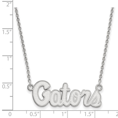 LogoArt University of Florida Necklace - Sterling Silver Rhodium-Plated Gators Script Small Pendant 18 Inch - View 2