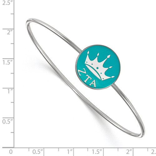 LogoArt Zeta Tau Alpha Bracelet - Sterling Silver Rhodium-Plated Enameled Slip-on Bangle - SS049ZTA-7 - View 2