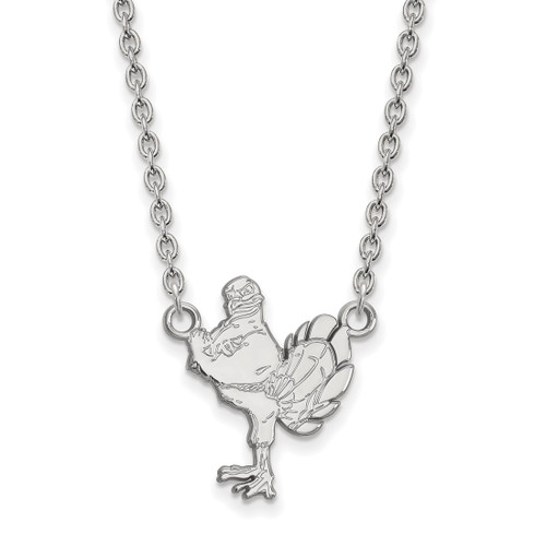 LogoArt Virginia Tech Necklace - Sterling Silver Rhodium-Plated HokieBird Large Pendant 18 Inch