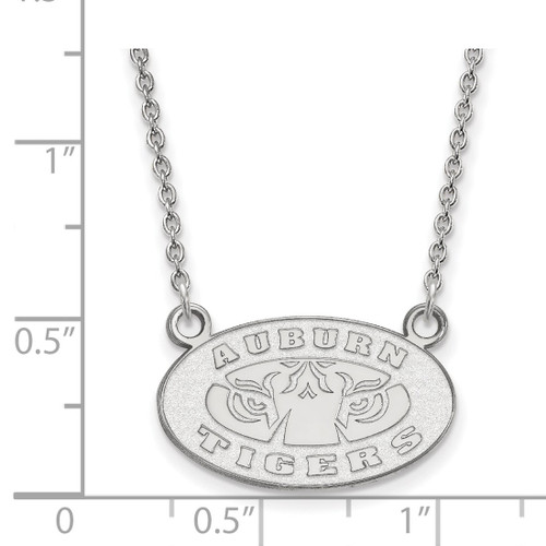 Sterling Silver Rhodium-Plated LogoArt Auburn Tigers Small Pendant 18 Inch Necklace - View 2