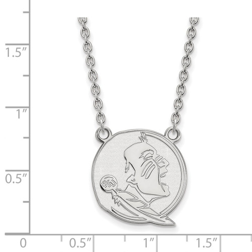 LogoArt Florida State University Necklace - Sterling Silver Rhodium-Plated Seminole Large Pendant 18 Inch - View 2