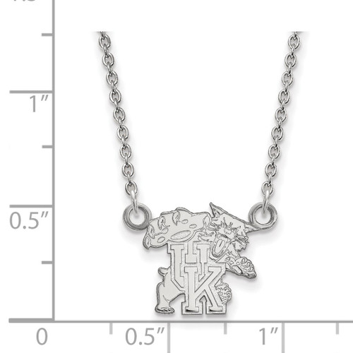 LogoArt University of Kentucky Necklace - Sterling Silver Rhodium-Plated U-K Wildcat Small Pendant 18 Inch - View 2