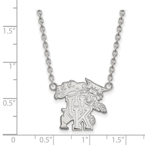 LogoArt University of Kentucky Necklace - Sterling Silver Rhodium-Plated U-K Wildcat Large Pendant 18 Inch - View 2