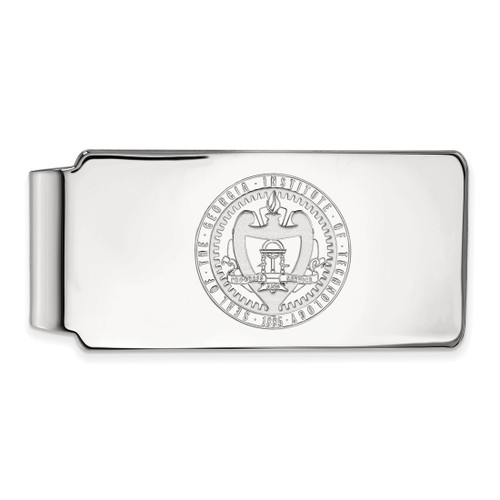 LogoArt Georgia Institute of Technology Money Clip - Sterling Silver Rhodium-Plated Crest