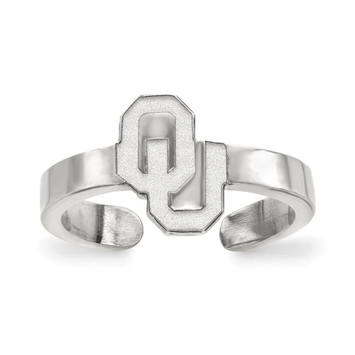 LogoArt University of Oklahoma Toe Ring - Sterling Silver Rhodium-Plated O-U, 2 mm