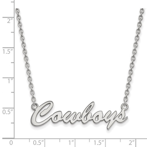 LogoArt Oklahoma State University Necklace - Sterling Silver Rhodium-Plated Cowboys Script Medium Pendant 18 Inch - View 2