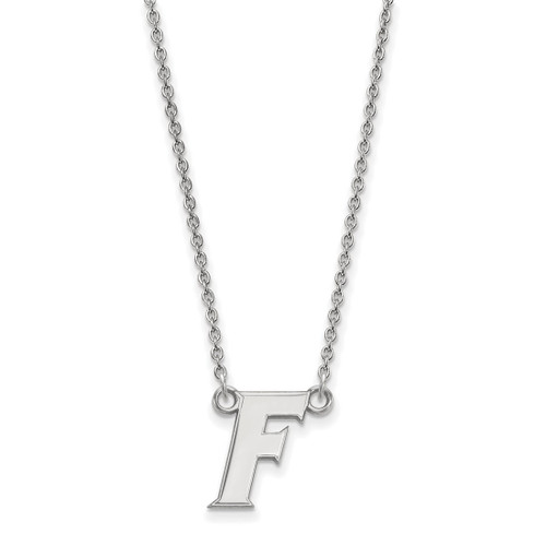 LogoArt University of Florida Necklace - Sterling Silver Rhodium-Plated Letter F Small Pendant 18 Inch