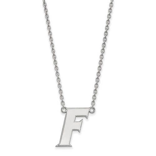 LogoArt University of Florida Necklace - Sterling Silver Rhodium-Plated Letter F Large Pendant 18 Inch