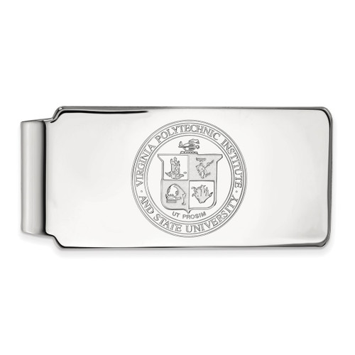 LogoArt Virginia Tech Money Clip - Sterling Silver Rhodium-Plated Crest