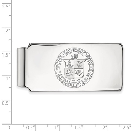 LogoArt Virginia Tech Money Clip - Sterling Silver Rhodium-Plated Crest - View 2
