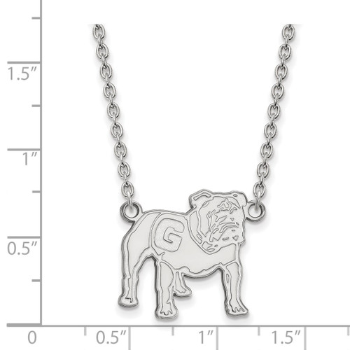 LogoArt University of Georgia Necklace - Sterling Silver Rhodium-Plated Bulldog Large Pendant 18 Inch, 18 mm Wide - View 2