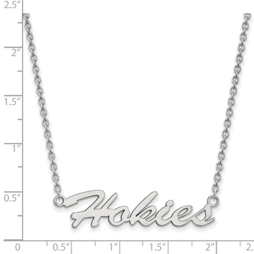 LogoArt Virginia Tech Necklace - Sterling Silver Rhodium-Plated Hokies Script Medium Pendant 18 Inch - View 2