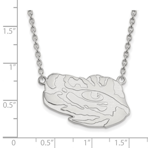 LogoArt Louisiana State University Necklace - Sterling Silver Rhodium-Plated Tiger Eye Large Pendant 18 Inch - View 2
