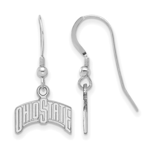 LogoArt Ohio State University French Wire Earrings - Sterling Silver Rhodium-Plated The Small Dangle Wire, 27 mm