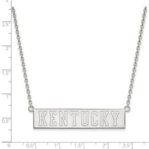 LogoArt University of Kentucky Necklace - Sterling Silver Rhodium-Plated Large Bar Pendant 18 Inch - View 2