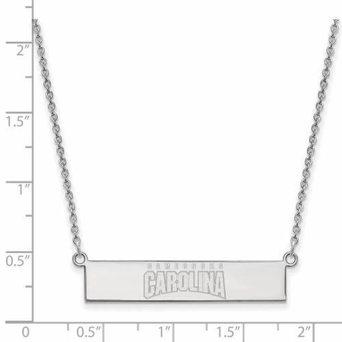 LogoArt University of South Carolina Necklace - Sterling Silver Rhodium-Plated Small Bar 18 Inch - View 2