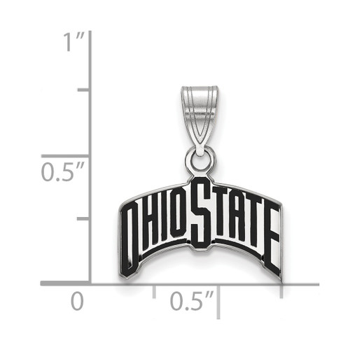 LogoArt Ohio State University Pendant - Sterling Silver Rhodium-Plated The Medium Enameled - View 2