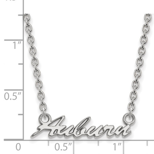 LogoArt Auburn University Necklace - Sterling Silver Rhodium-Plated Medium Script Pendant 18 Inch - View 2