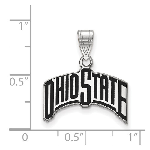 LogoArt Ohio State University Pendant - Sterling Silver Rhodium-Plated The Large Enameled - View 2