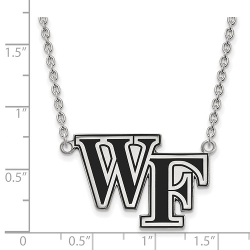 LogoArt Wake Forest University Necklace - Sterling Silver Rhodium-Plated W-F Large Enameled Pendant 18 Inch - View 2