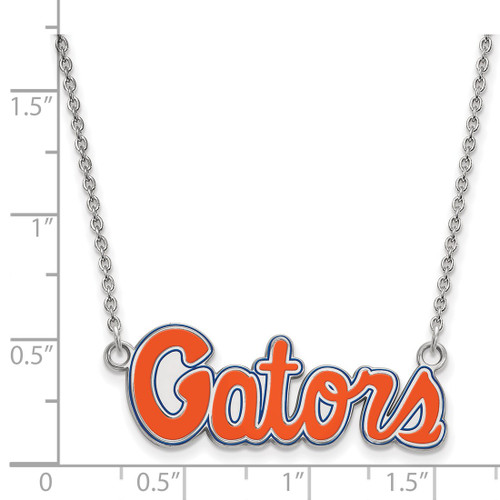 LogoArt University of Florida Necklace - Sterling Silver Rhodium-Plated Gators Script Small Enameled Pendant 18 Inch - View 2