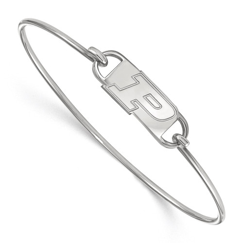 LogoArt Purdue University Bracelet - Sterling Silver Rhodium-Plated Letter P Small Center 7 Inch Wire Bangle