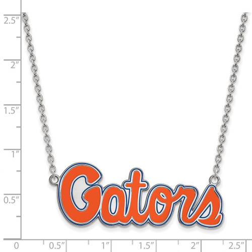 LogoArt University of Florida Necklace - Sterling Silver Rhodium-Plated Gators Script Large Enameled Pendant 18 Inch - View 2