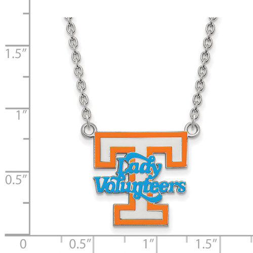 LogoArt University of Tennessee Necklace - Sterling Silver Rhodium-Plated Lady Volunteers Large Enameled Pendant 18 Inch - View 2