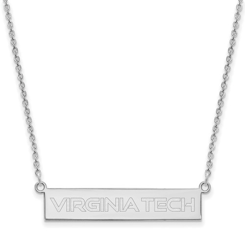 LogoArt Virginia Tech Necklace - Sterling Silver Rhodium-Plated Small Bar 18 Inch