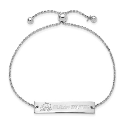 LogoArt Colorado Avalanche Bracelet - Sterling Silver Rhodium-Plated Name Bar Adjustable Bracele - View 2
