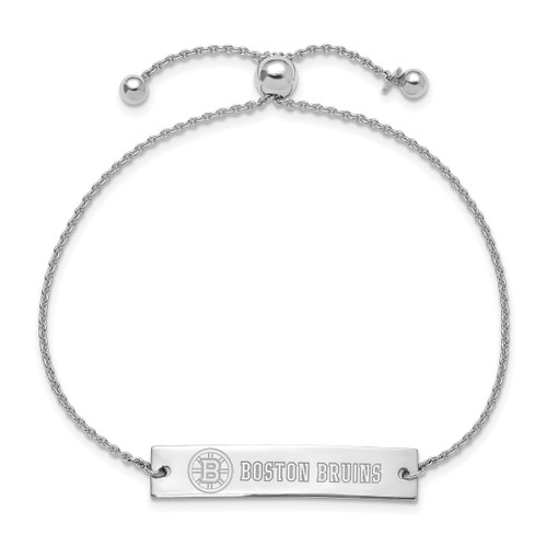 LogoArt Boston Bruins Bracelet - Sterling Silver Rhodium-Plated Name Bar Adjustable - View 2